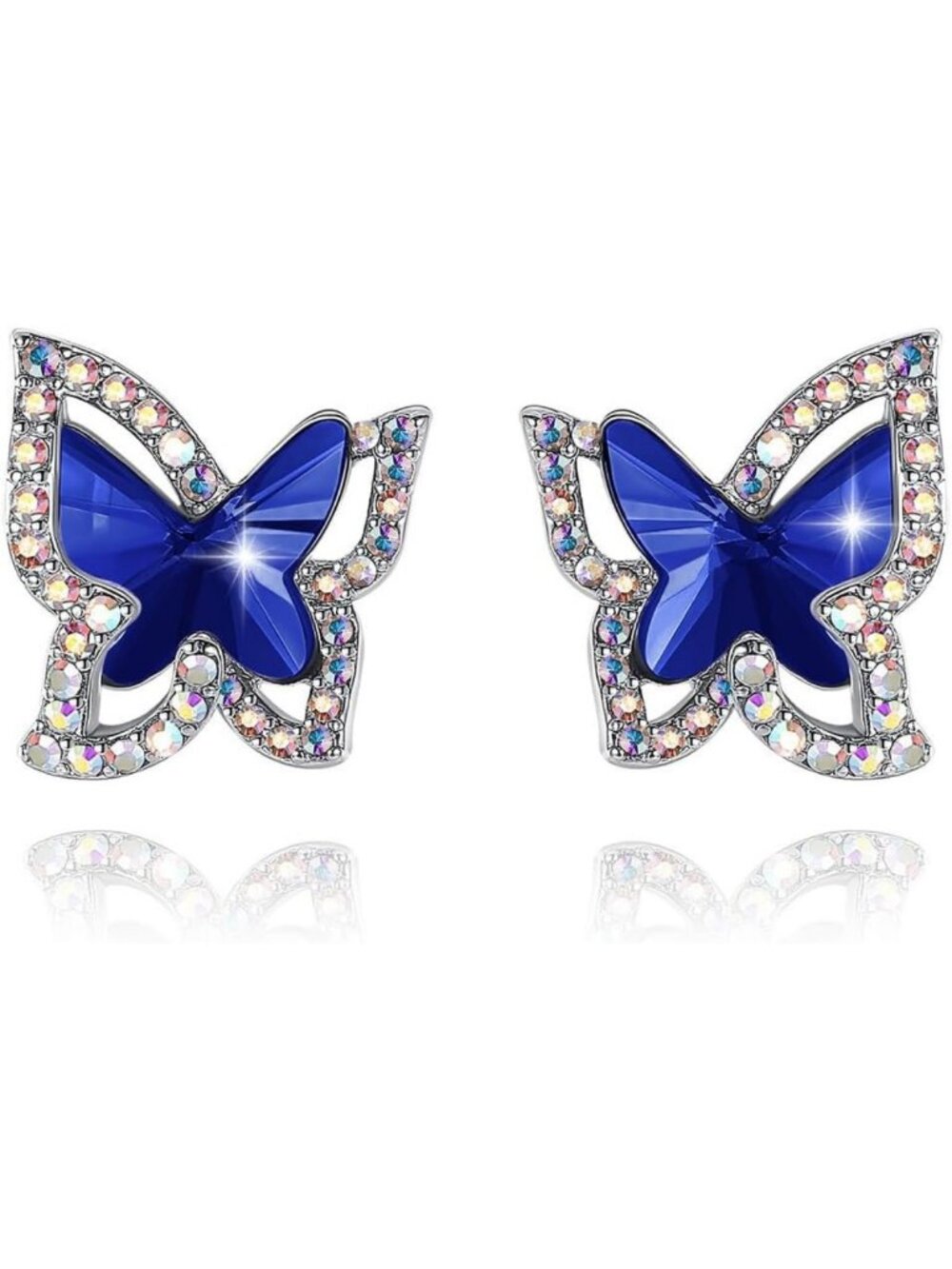 Sparkling Butterfly Stud Earrings with Birthstone Crystals - Perfect Gift for